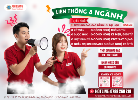 Tuyển sinh liên thông giữa trình độ TCCN, cao đằng với trình độ Đại học hình thức đào tạo chính quy, vừa làm vừa học, đợt 2 năm 2026