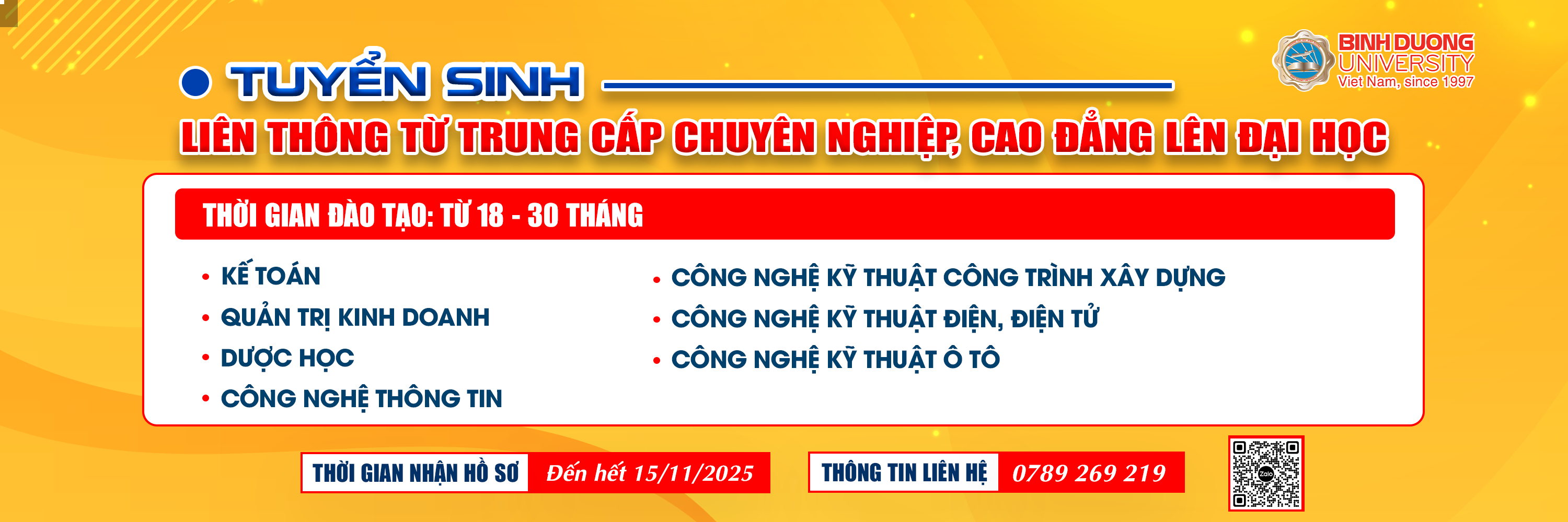 Thông báo tuyển sinh liên thông từ TCCN, cao đằng lên Đại học năm 2025