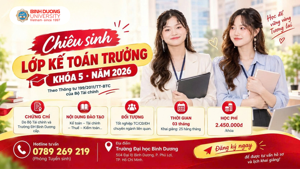 Chiêu sinh lớp Kế toán trưởng Khóa 05 năm 2026